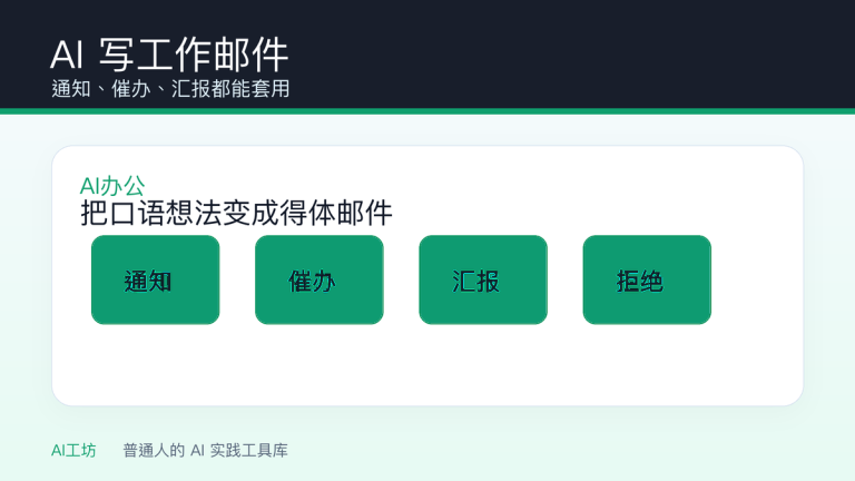 AI 写工作邮件：通知、催办、汇报都能套用